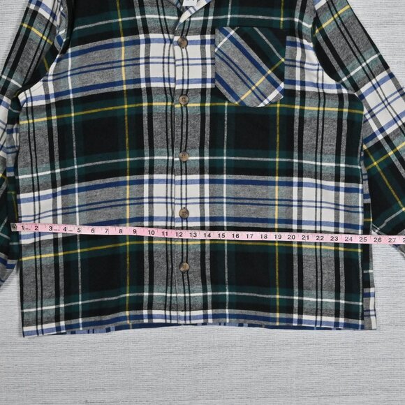 NWT Old Navy Flannel Plaid 100% Cotton Button Up Drawstring Green Pajamas XL - Picture 12 of 16